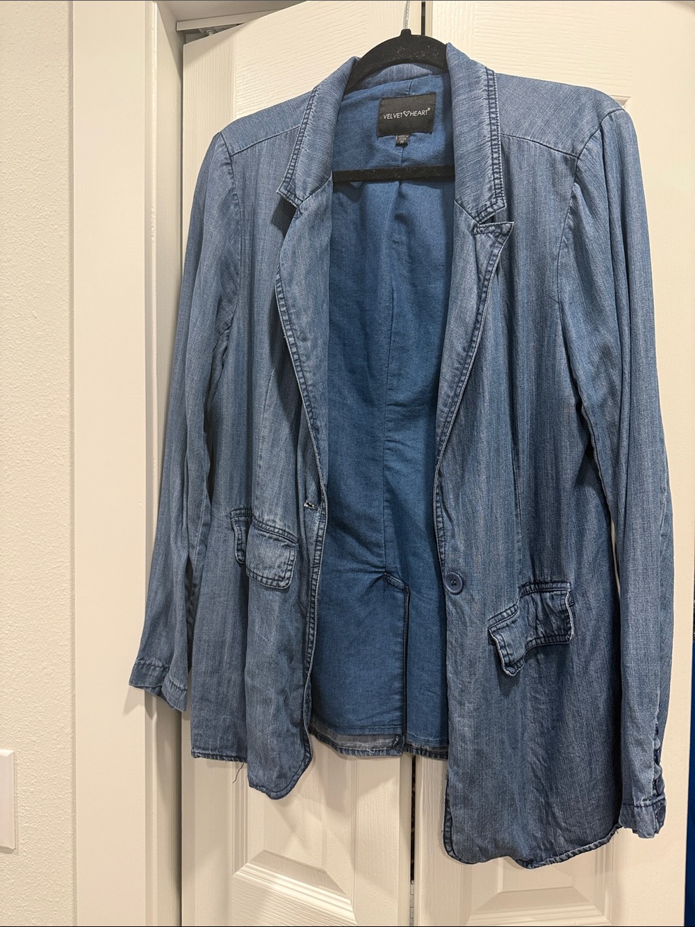 Womens Light Blue Denim Blazer